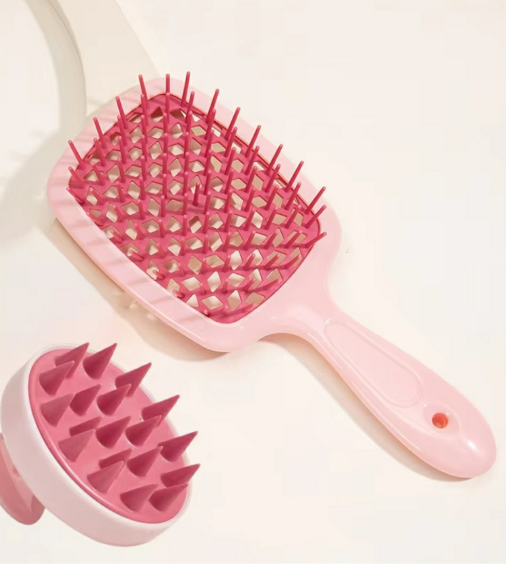 Pink Silicone Scalp Massage Combs Hair Brush