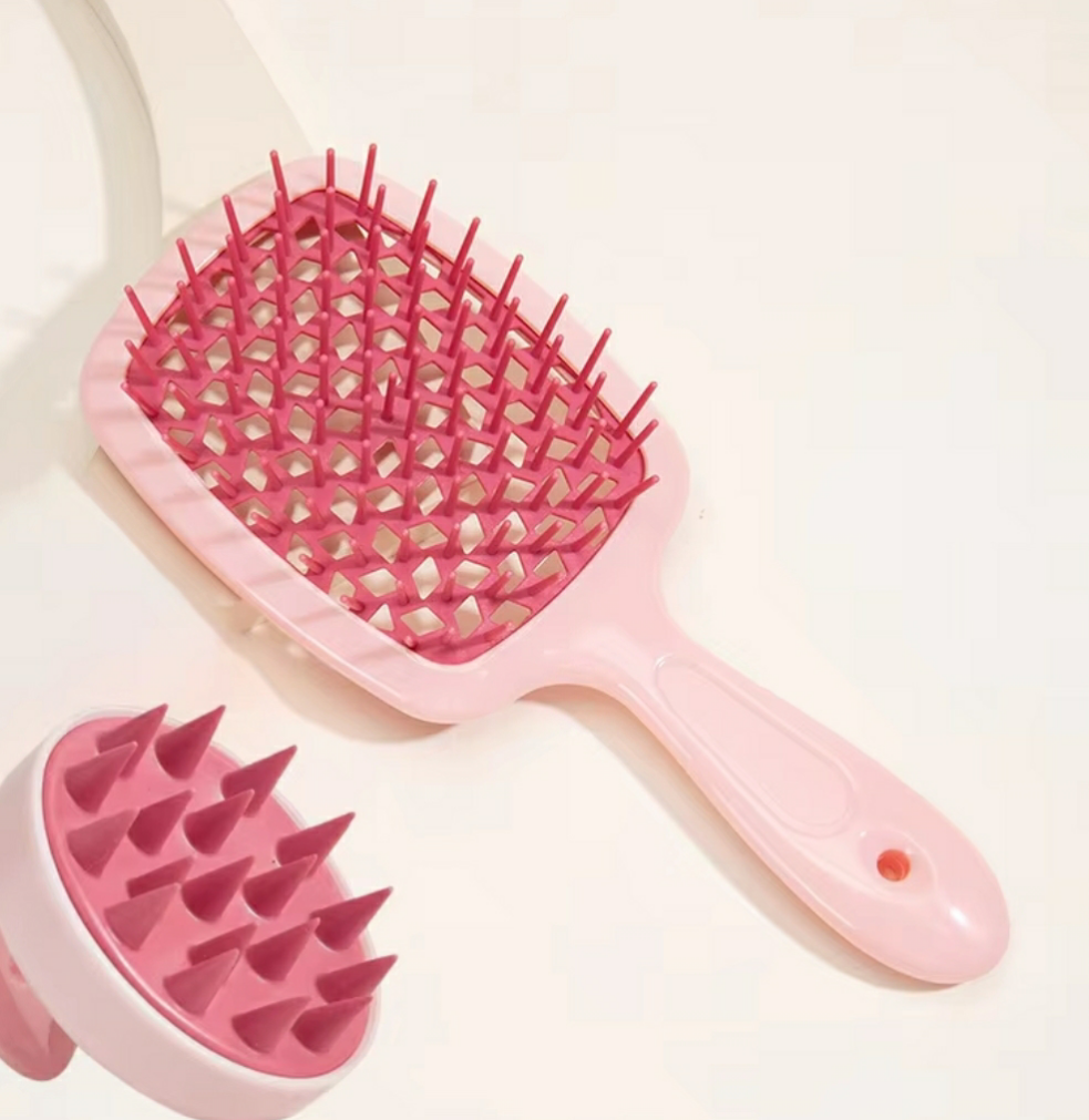 Pink Silicone Scalp Massage Combs Hair Brush