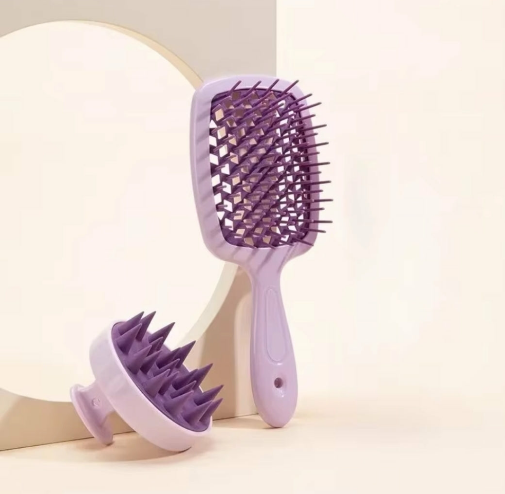 Pink Silicone Scalp Massage Combs Hair Brush