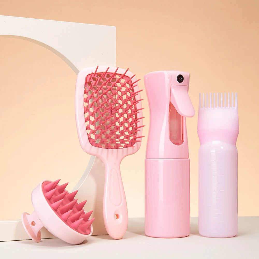 Pink Silicone Scalp Massage Combs Hair Brush